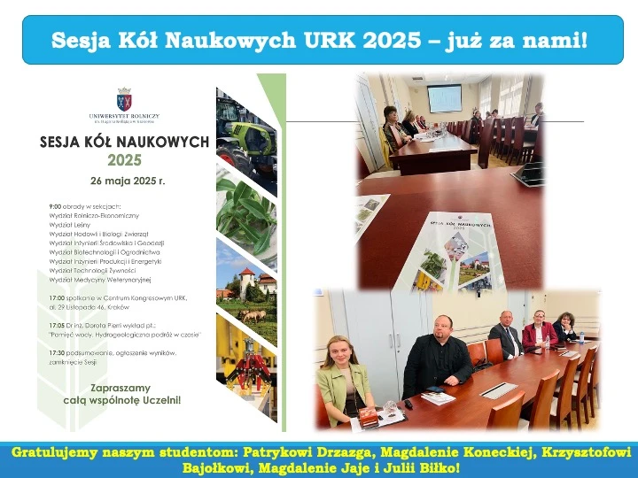 Plakat podsumowujący Sesję Kół Naukowych URK 2025