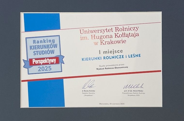 Wydział Rolniczo-Ekonomiczny otrzymał bardzo prestiżową nagrodę