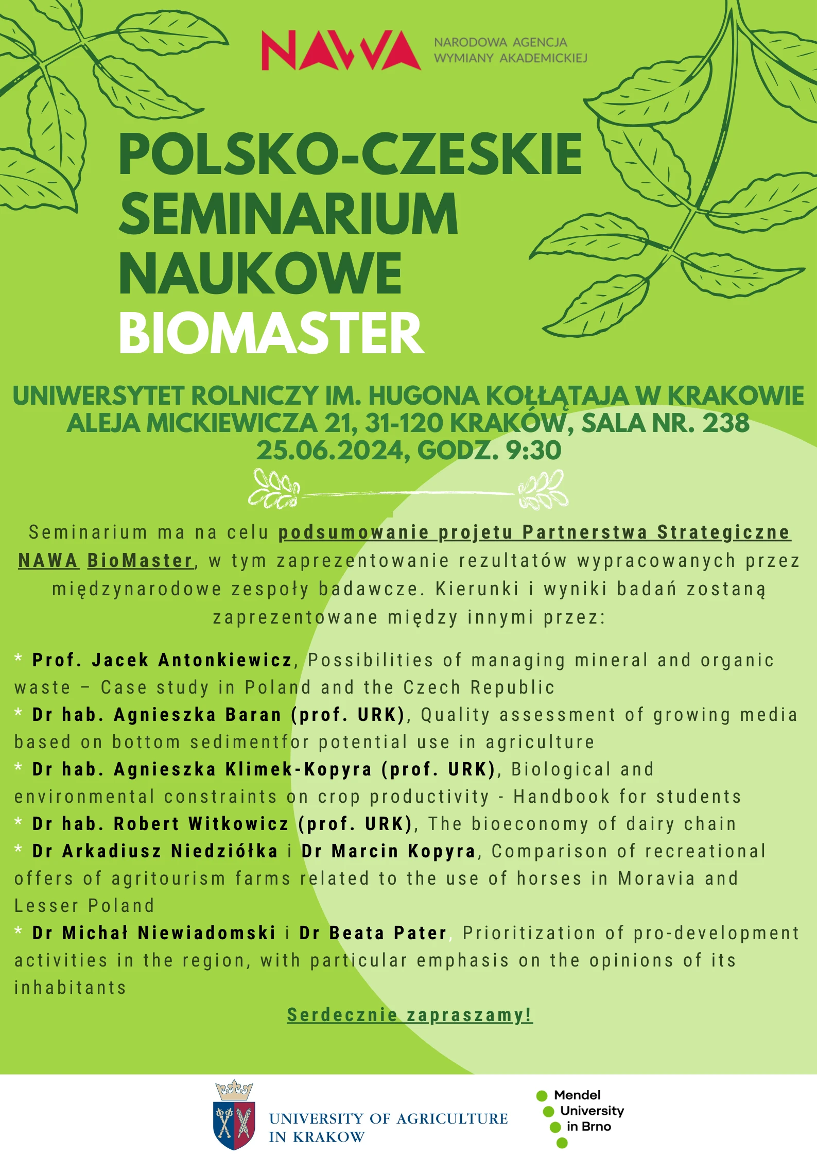 Program spotkania NAWA Biomaster